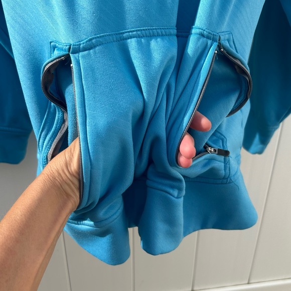 Burn Boot Camp Aqua Blue Hoodie Kangaroo Pocket Fire Hair Logo Front | Sz Small - Picture 4 of 13